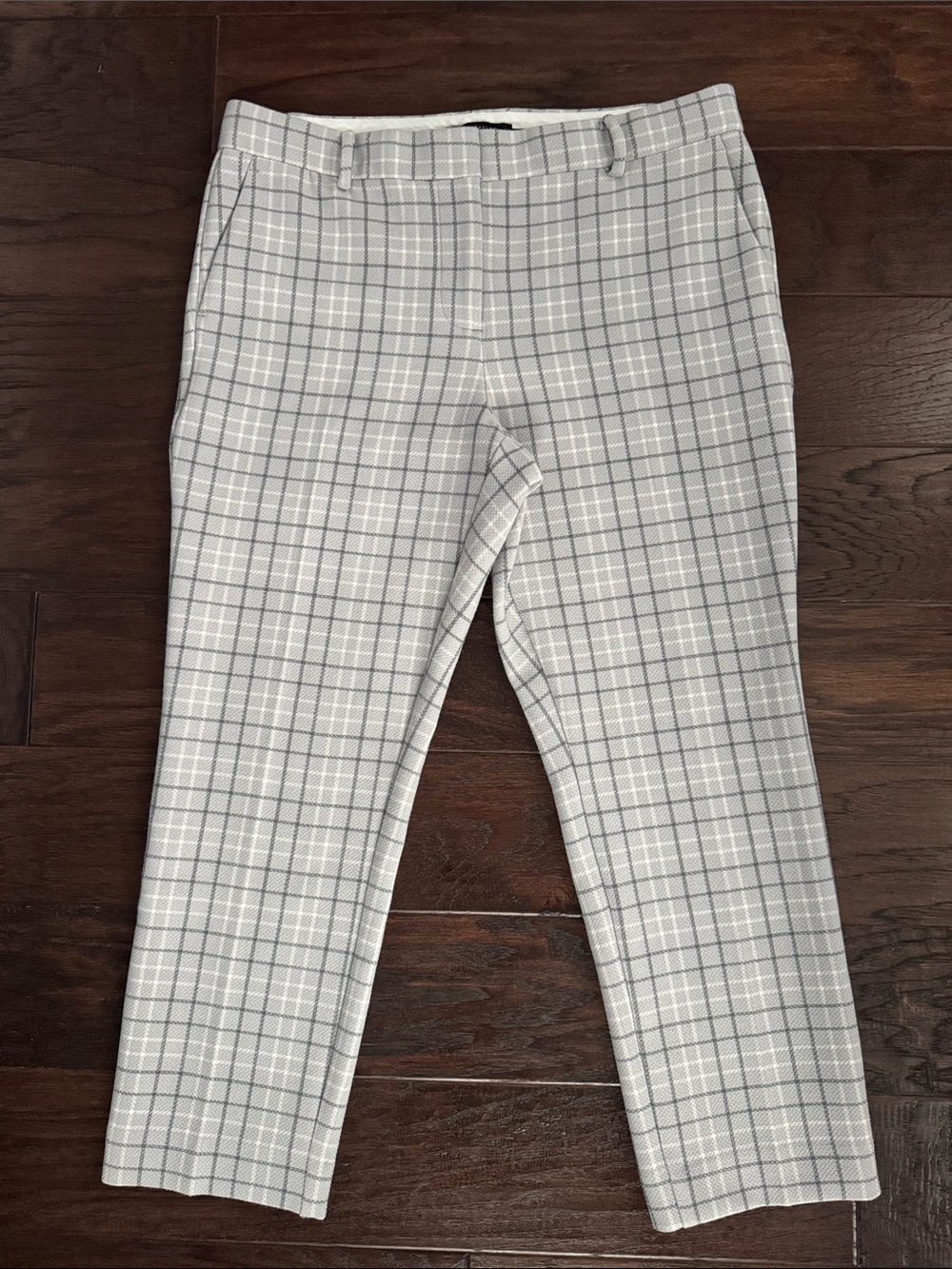 Ann Taylor Trouser 10 Petite Gray Plaid Cropped Dress Pants